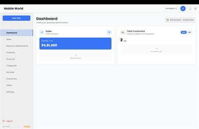 Bill Bandhan dashboard showing sales and customer overview