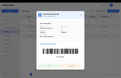 Inventory item barcode generation in Bill Bandhan