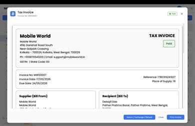 Tax invoice generated by Bill Bandhan