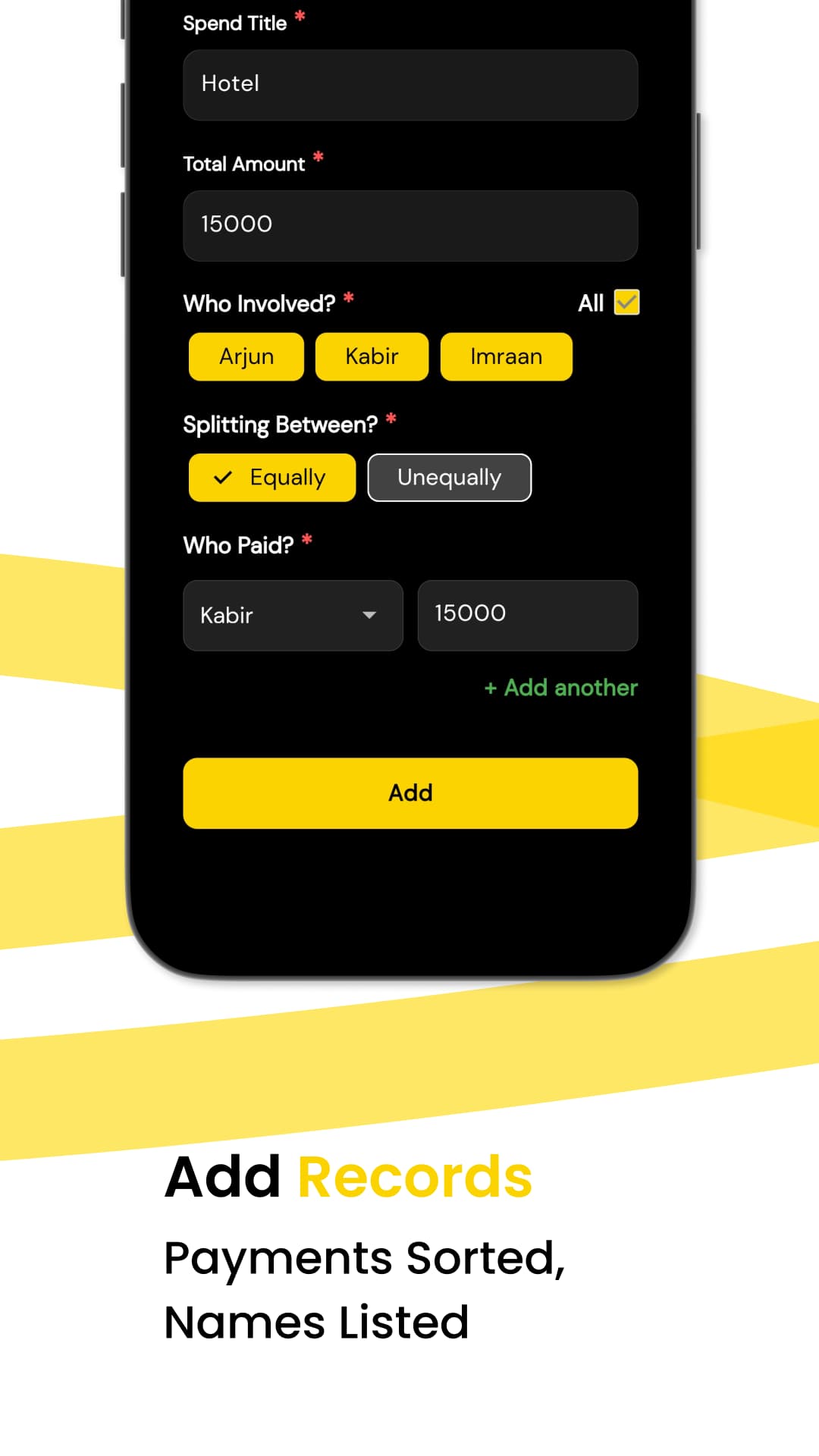 Adding an expense record to a bill in SplitE